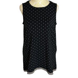 J Jill Wearever Collection Tank Top Blouse Shirt Polka Dot Black White S